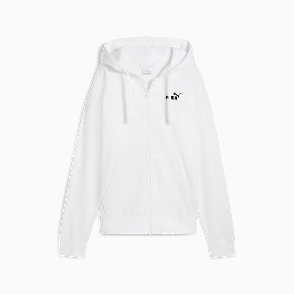 Chandail à capuchon en molleton confortable à fermeture éclair entière Essentials Small avec logo n<sup>o</sup> 1 Femme, PUMA White, extralarge